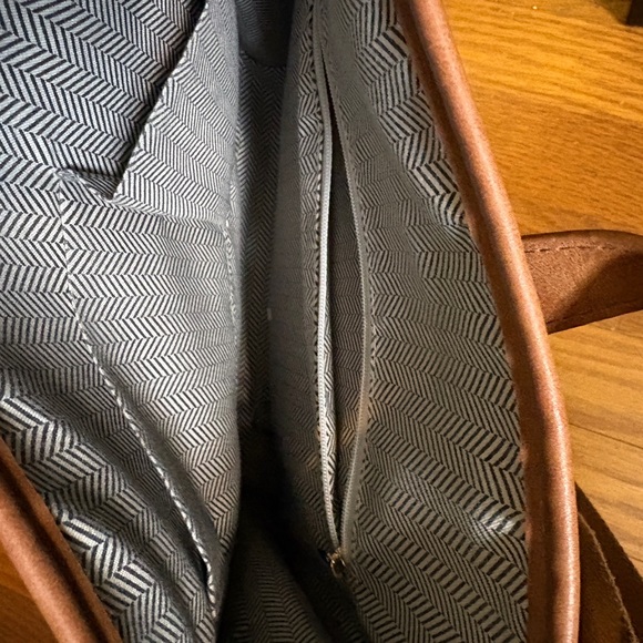 Brown Crossbody Bag with Striped Adjustable Strap - Picture 5 of 10